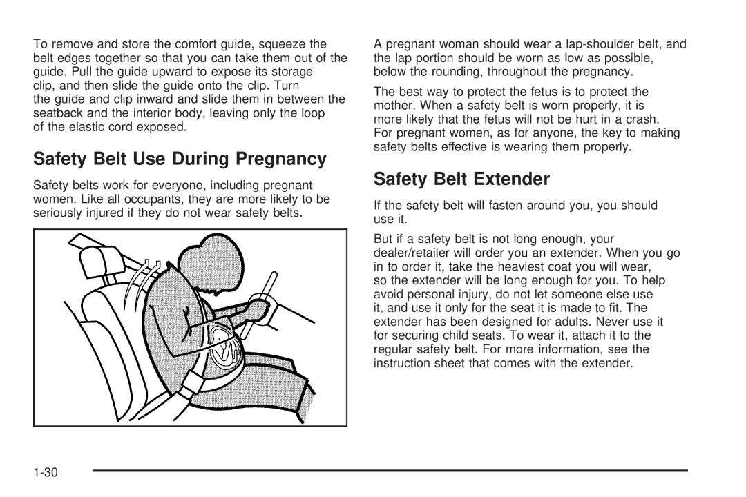 Chevrolet 2008 owner manual Safety Belt Use During Pregnancy, Safety Belt Extender 