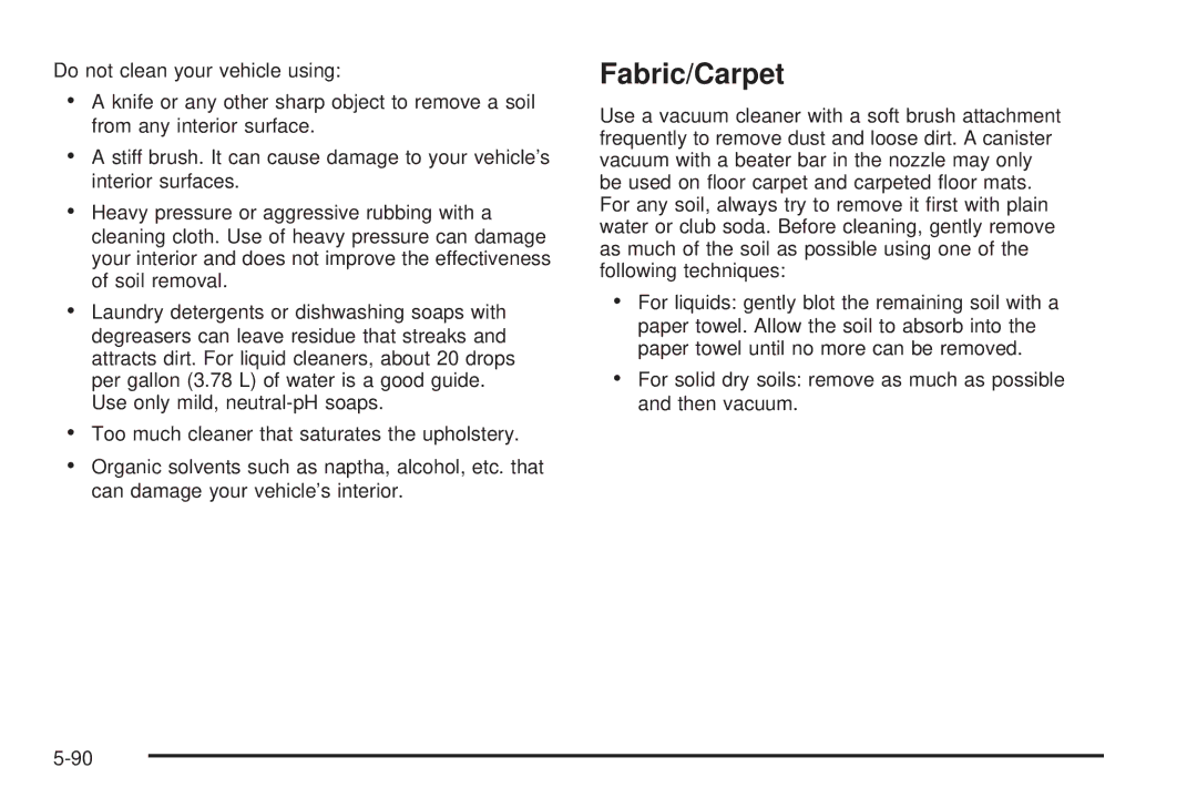 Chevrolet 2008 owner manual Fabric/Carpet 