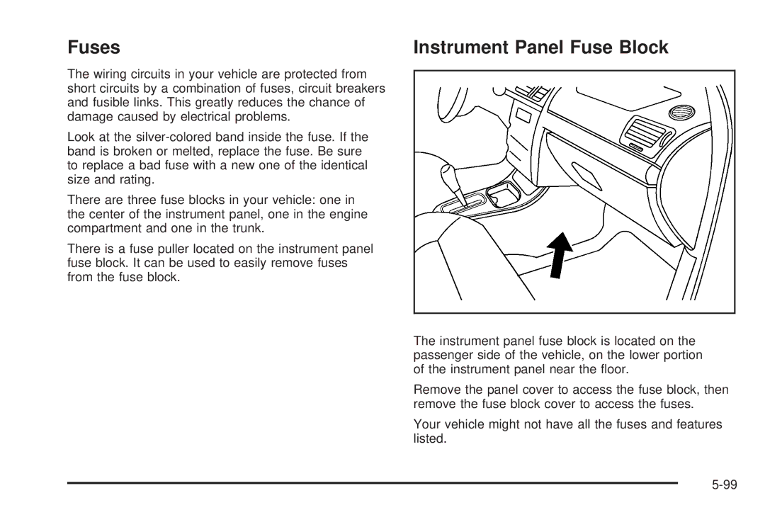 Chevrolet 2008 owner manual Fuses, Instrument Panel Fuse Block 