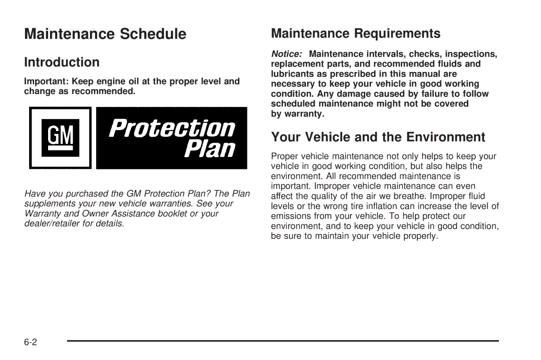 Chevrolet 2008 Maintenance Schedule, Introduction, Maintenance Requirements, Your Vehicle and the Environment, By warranty 