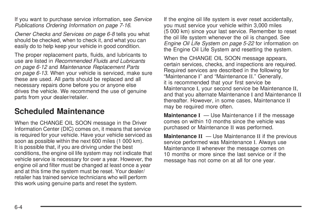 Chevrolet 2008 owner manual Scheduled Maintenance 