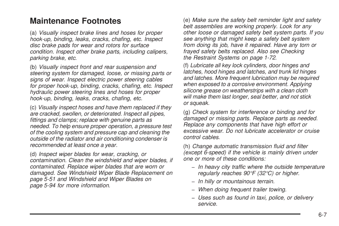 Chevrolet 2008 owner manual Maintenance Footnotes 