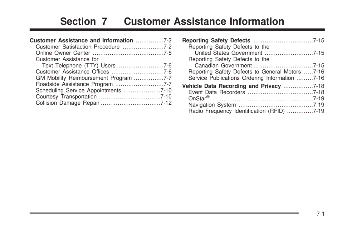 Chevrolet 2008 owner manual Customer Assistance and Information, Vehicle Data Recording and Privacy 