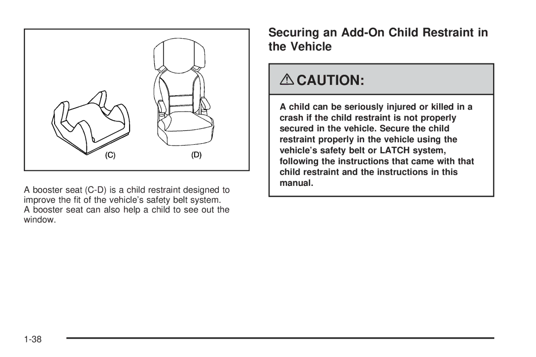 Chevrolet 2008 owner manual Securing an Add-On Child Restraint in the Vehicle 