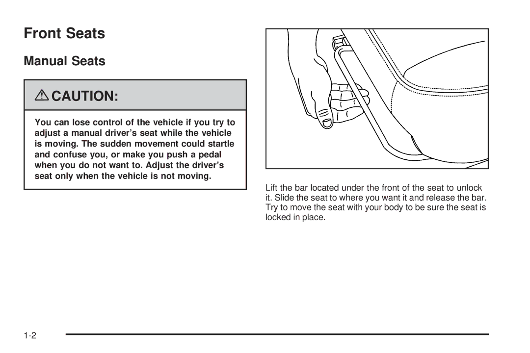 Chevrolet 2008 owner manual Front Seats, Manual Seats 