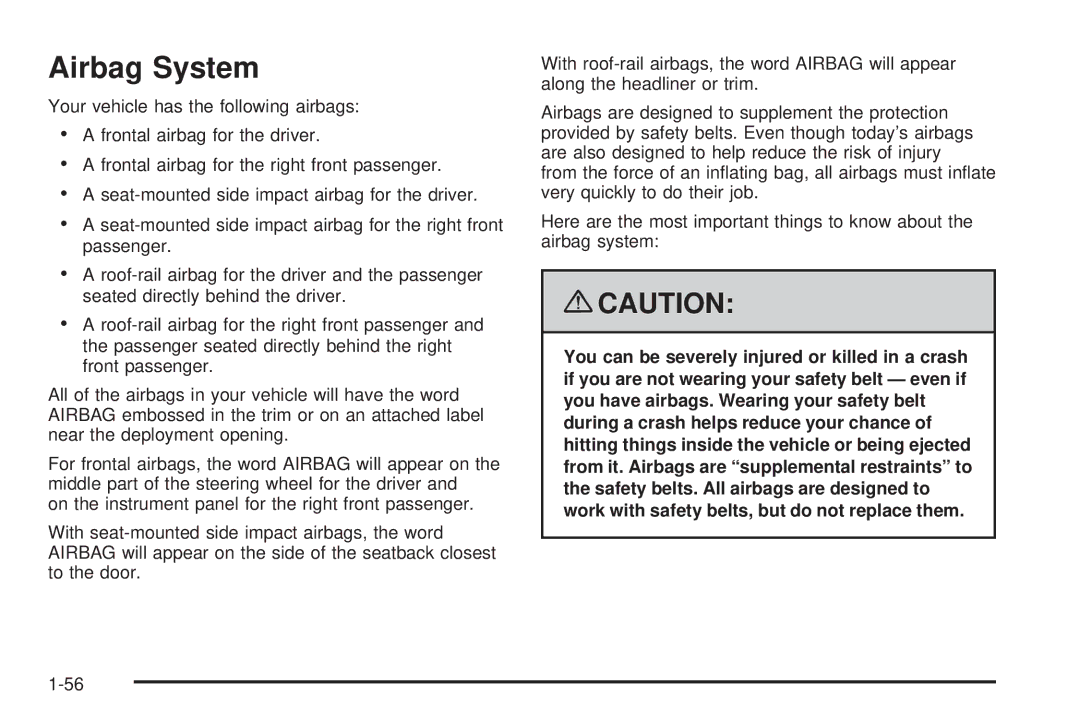 Chevrolet 2008 owner manual Airbag System 