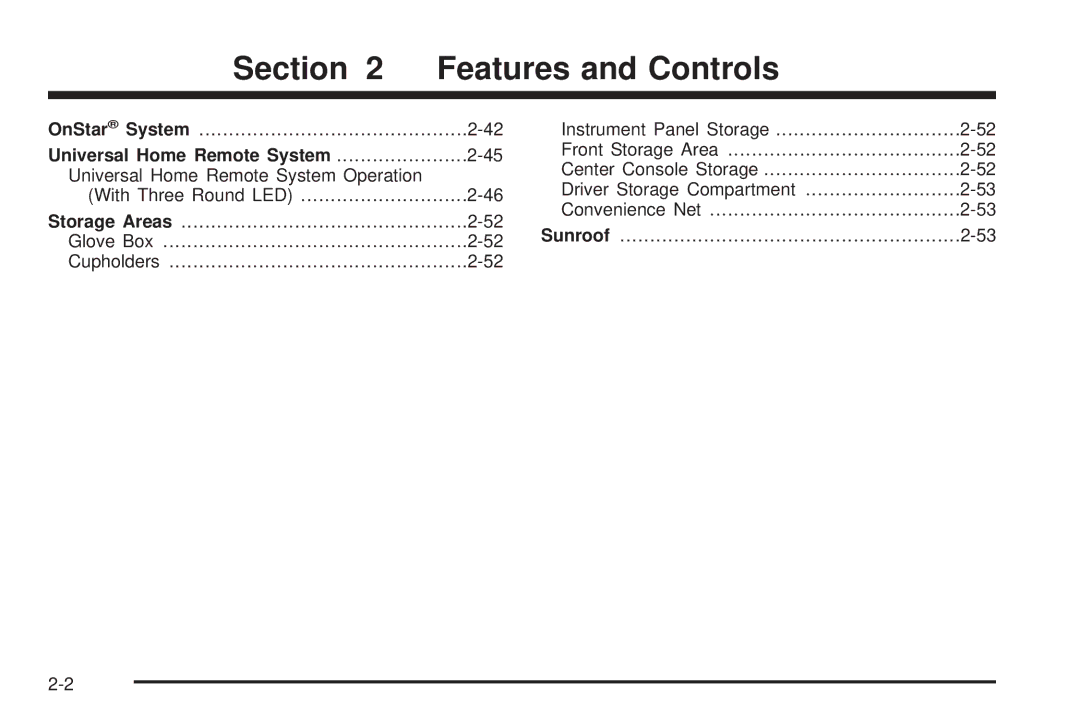 Chevrolet 2008 owner manual Section Features and Controls, Universal Home Remote System 