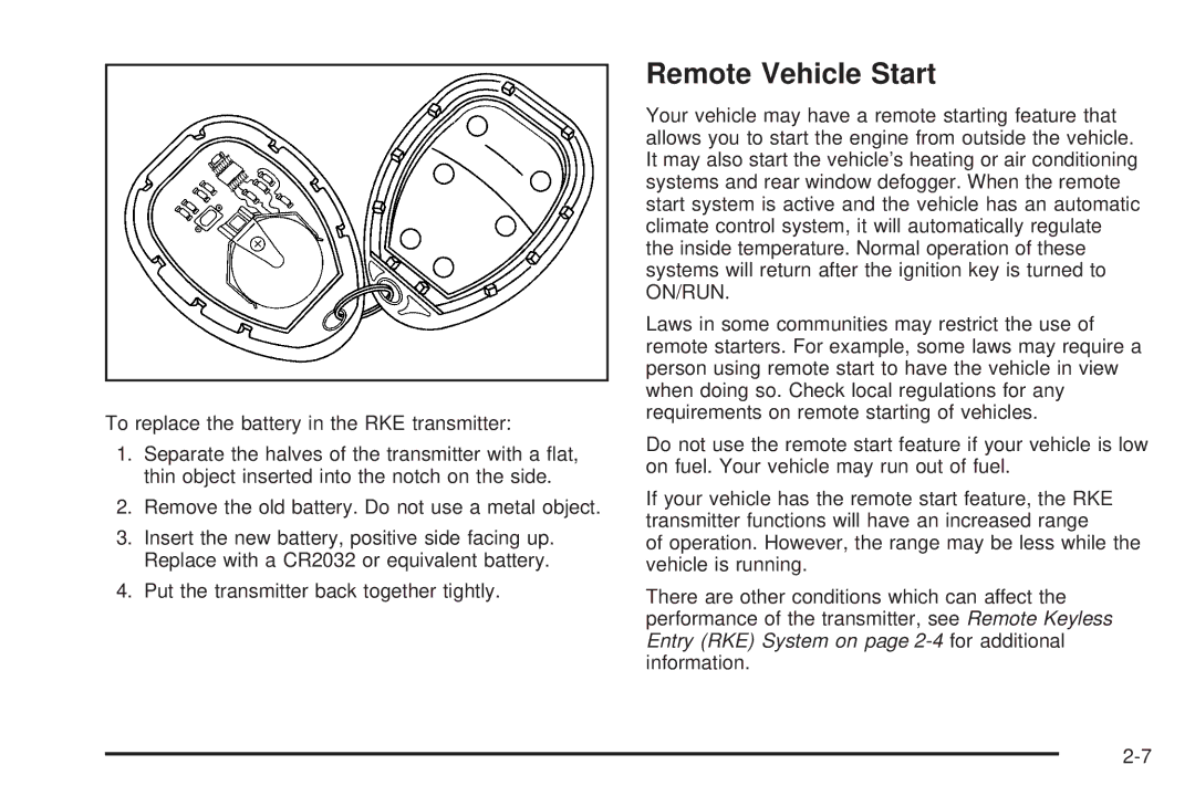 Chevrolet 2008 owner manual Remote Vehicle Start 