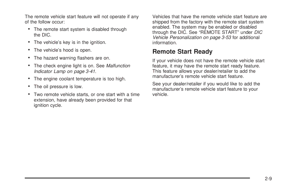 Chevrolet 2008 owner manual Remote Start Ready 