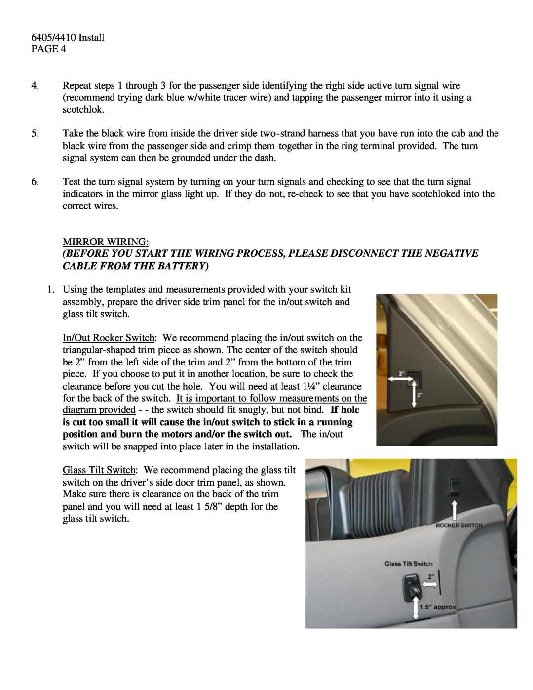 Chevrolet 6405/4410TK, Power Vision installation instructions 