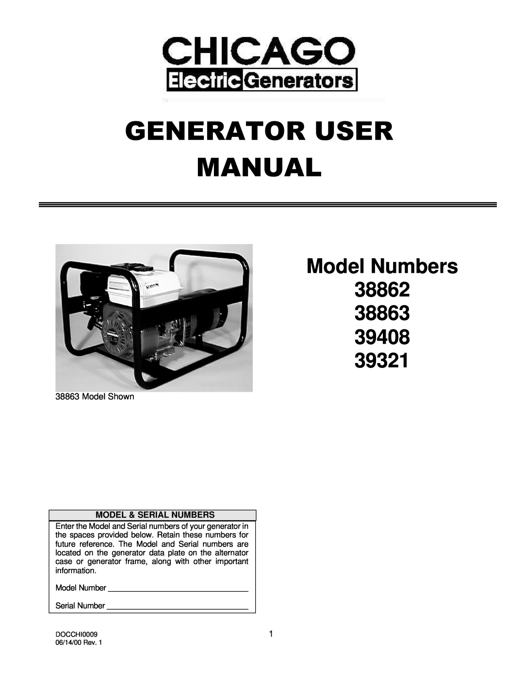 Chicago Electric 39408, 38862, 38863, 39321 user manual Model Numbers 
