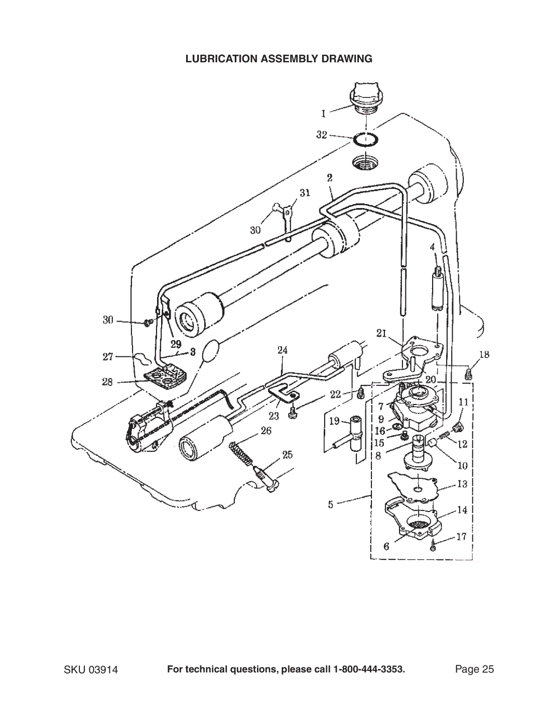 Chicago Electric 3914 manual Lubrication Assembly Drawing 