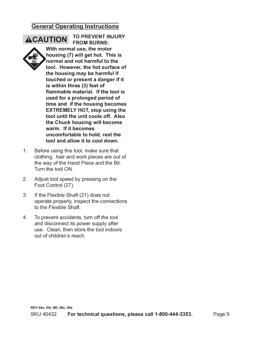 Chicago Electric 40432 operating instructions General Operating Instructions 