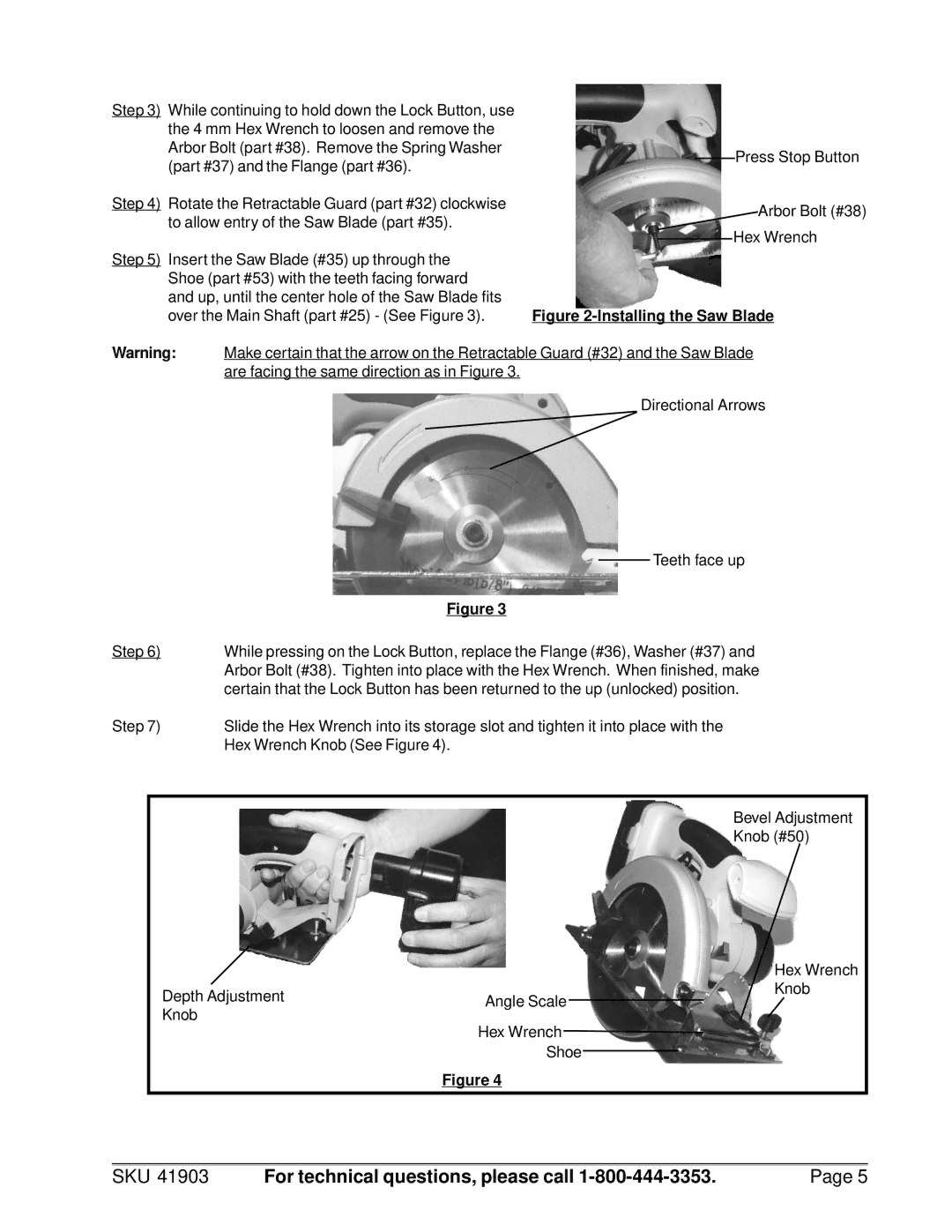 Chicago Electric 41903 operating instructions Installing the Saw Blade 