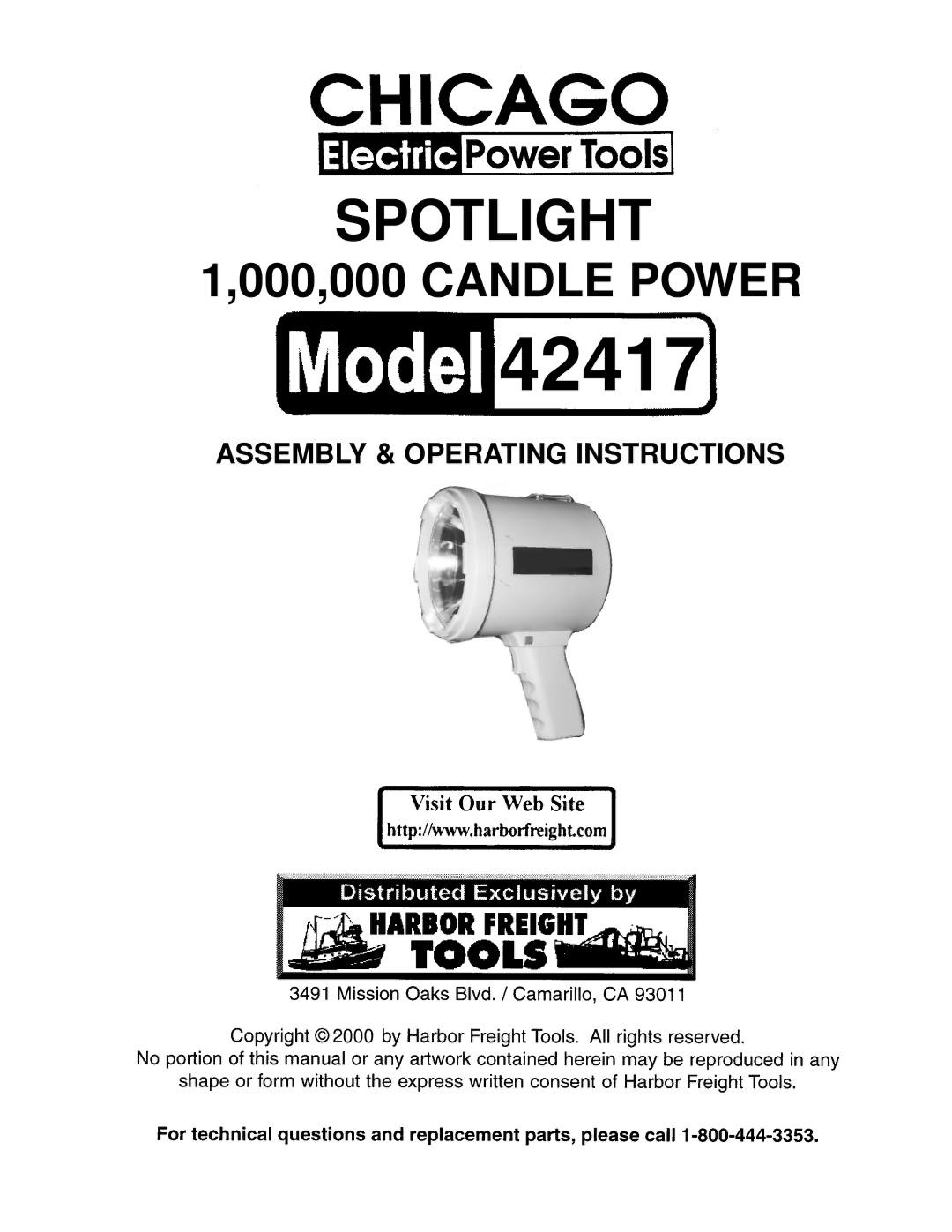 Chicago Electric 42417 operating instructions 