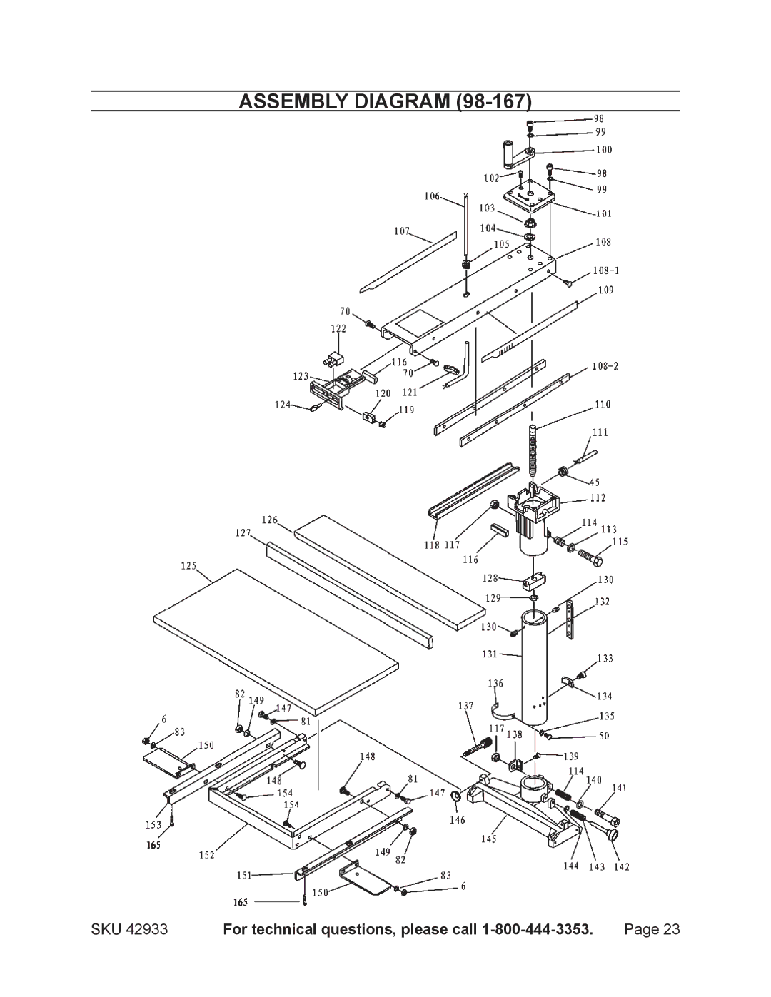 Chicago Electric 42933 operating instructions Assembly Diagram 