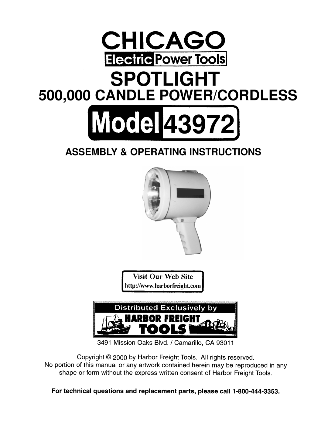 Chicago Electric 43972 operating instructions 