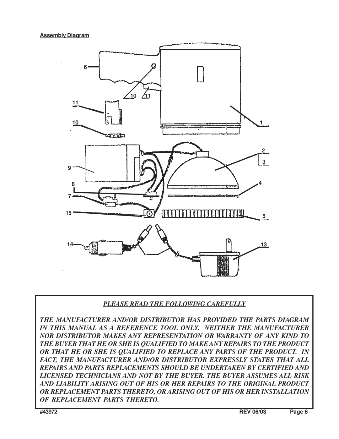 Chicago Electric 43972 operating instructions Please Read the Following Carefully, Assembly Diagram 