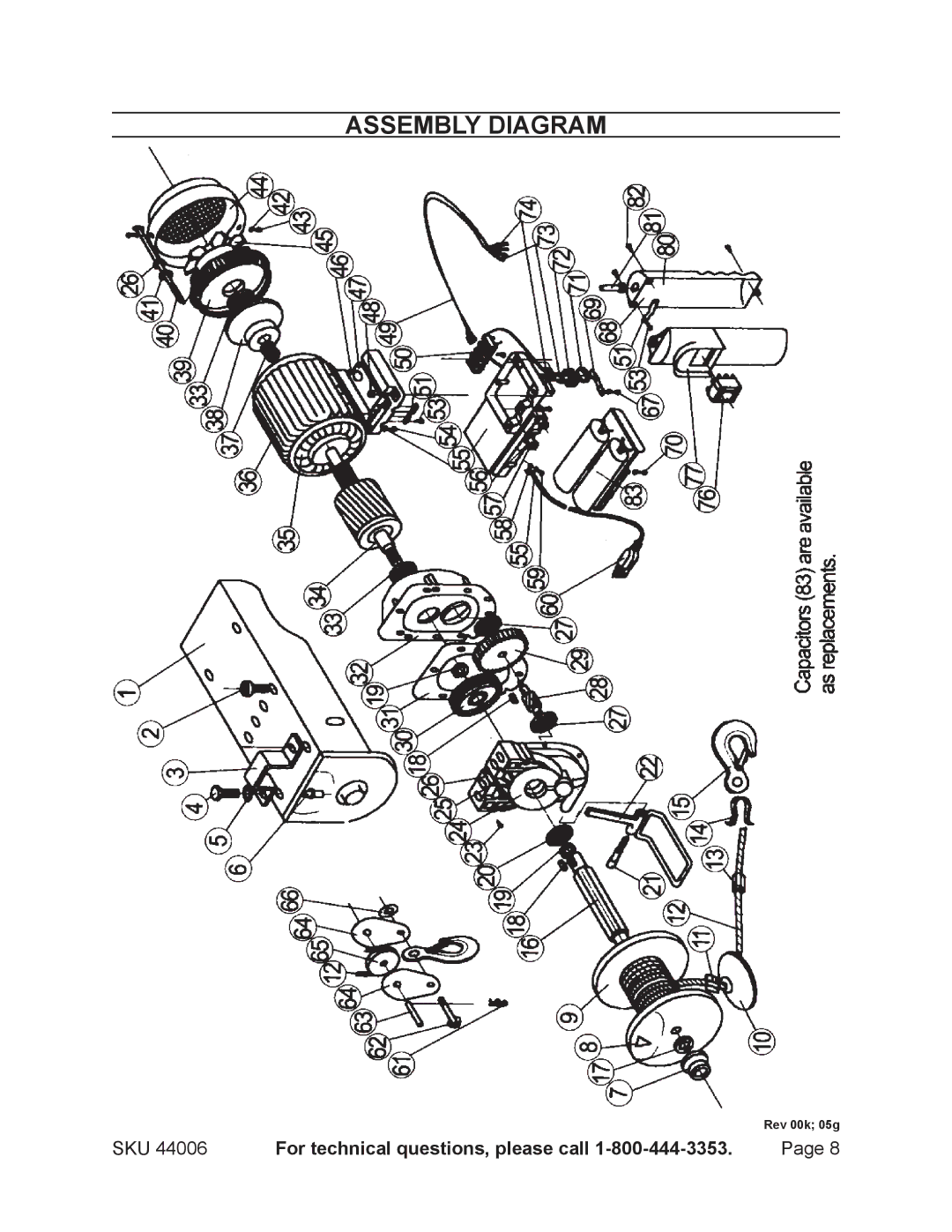 Chicago Electric 44006 operating instructions Assembly Diagram 