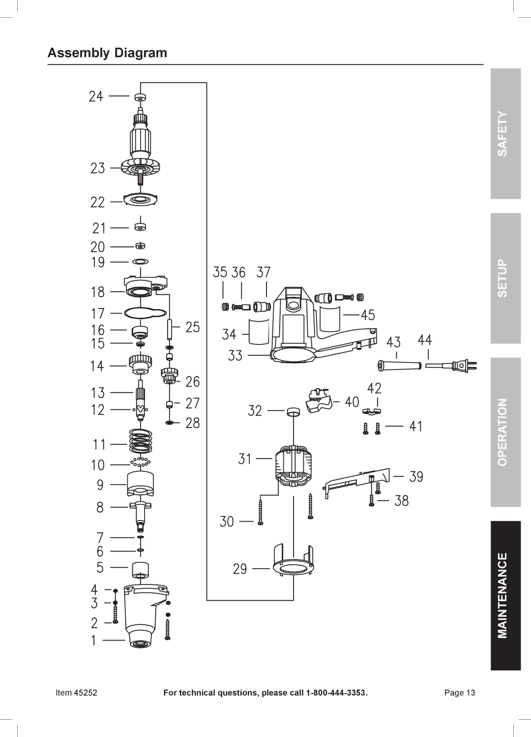 Chicago Electric 45252 manual Assembly Diagram 