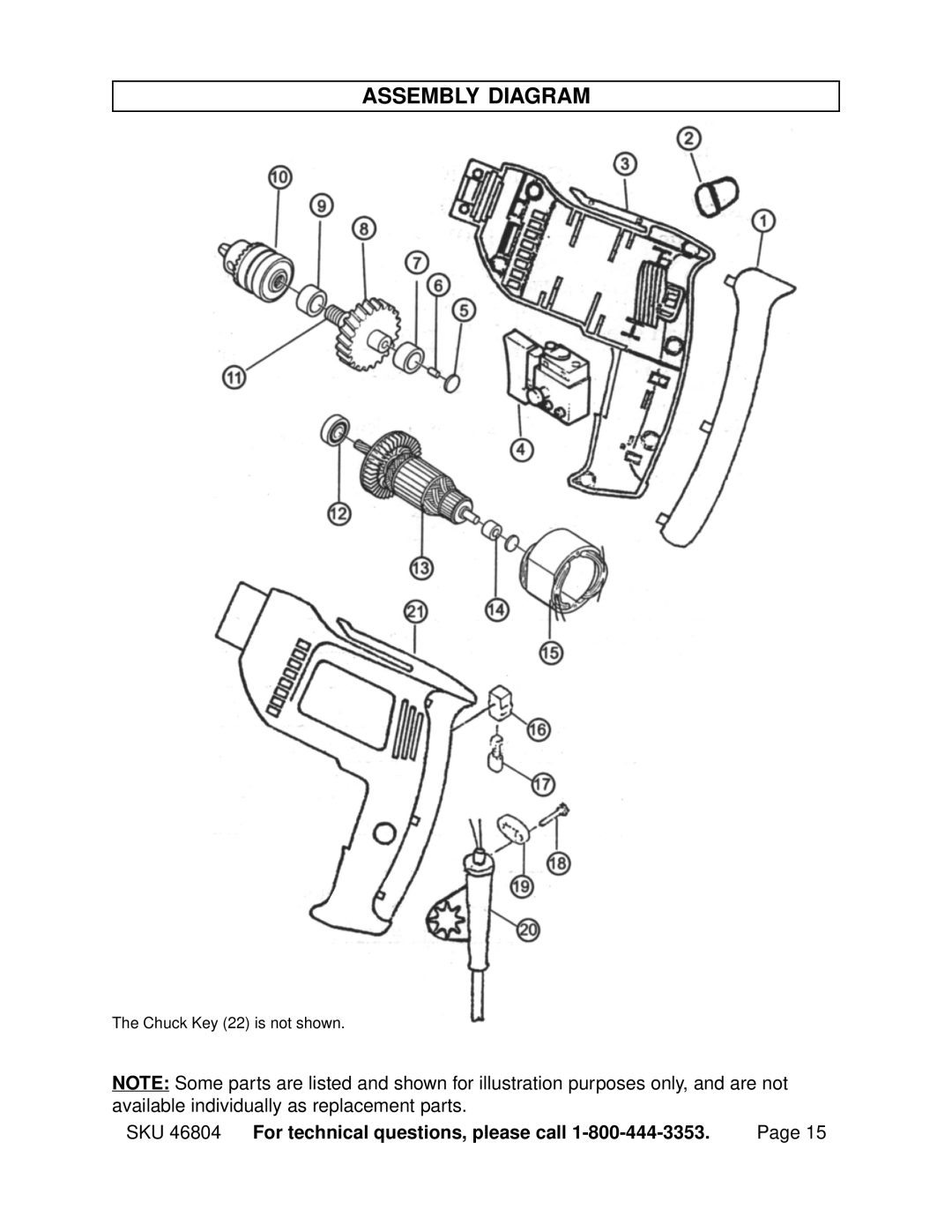 Chicago Electric 46804 operating instructions Assembly Diagram 