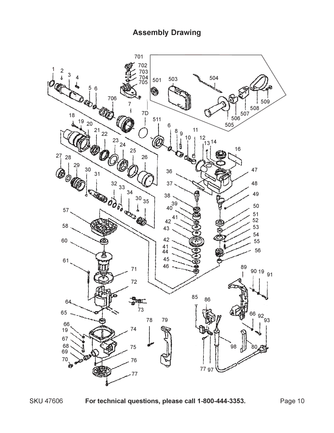 Chicago Electric 47606 operating instructions Assembly Drawing 