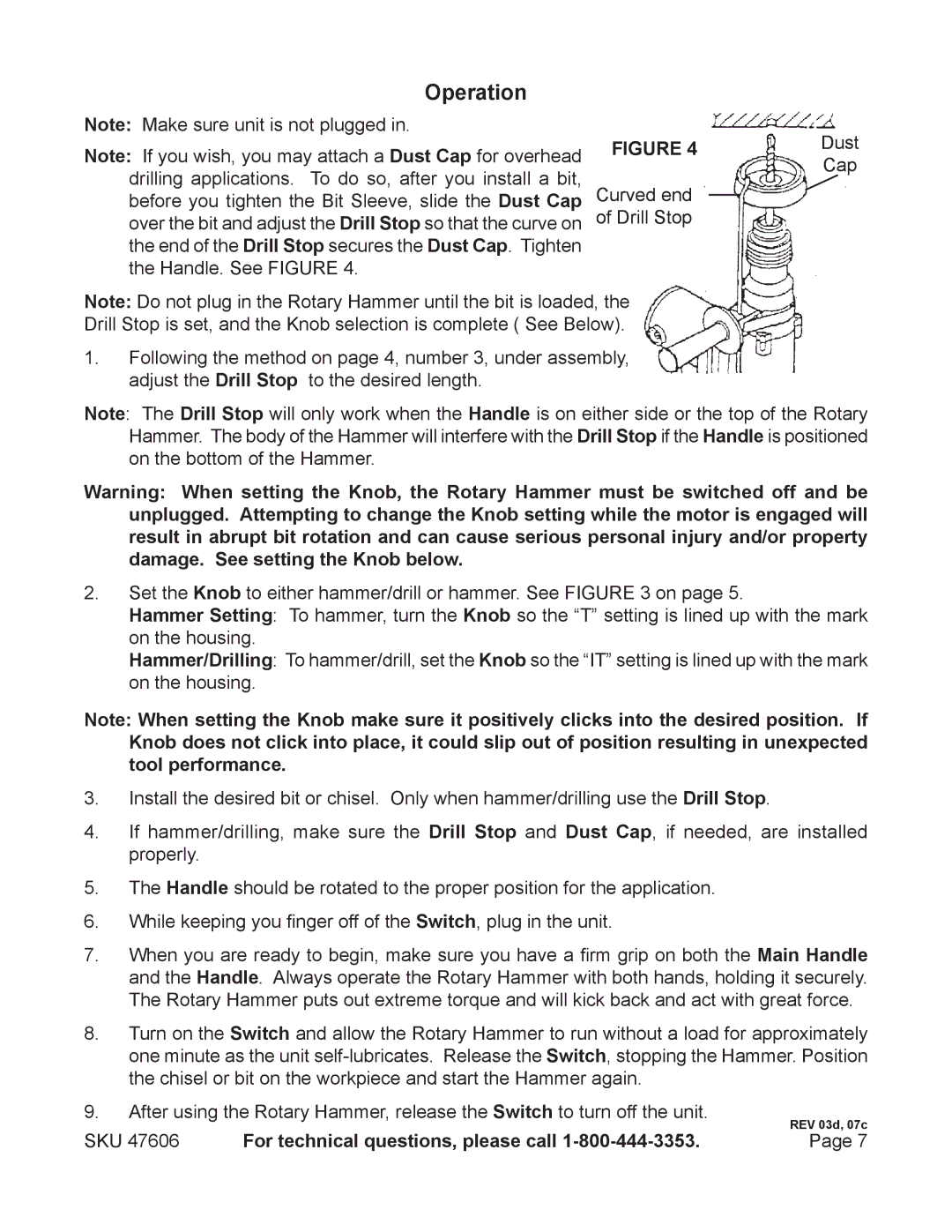 Chicago Electric 47606 operating instructions Operation 