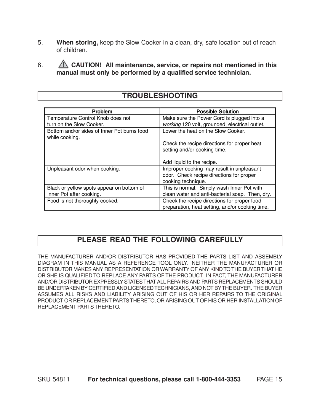 Chicago Electric 54811 manual Troubleshooting, Please Read the Following Carefully 