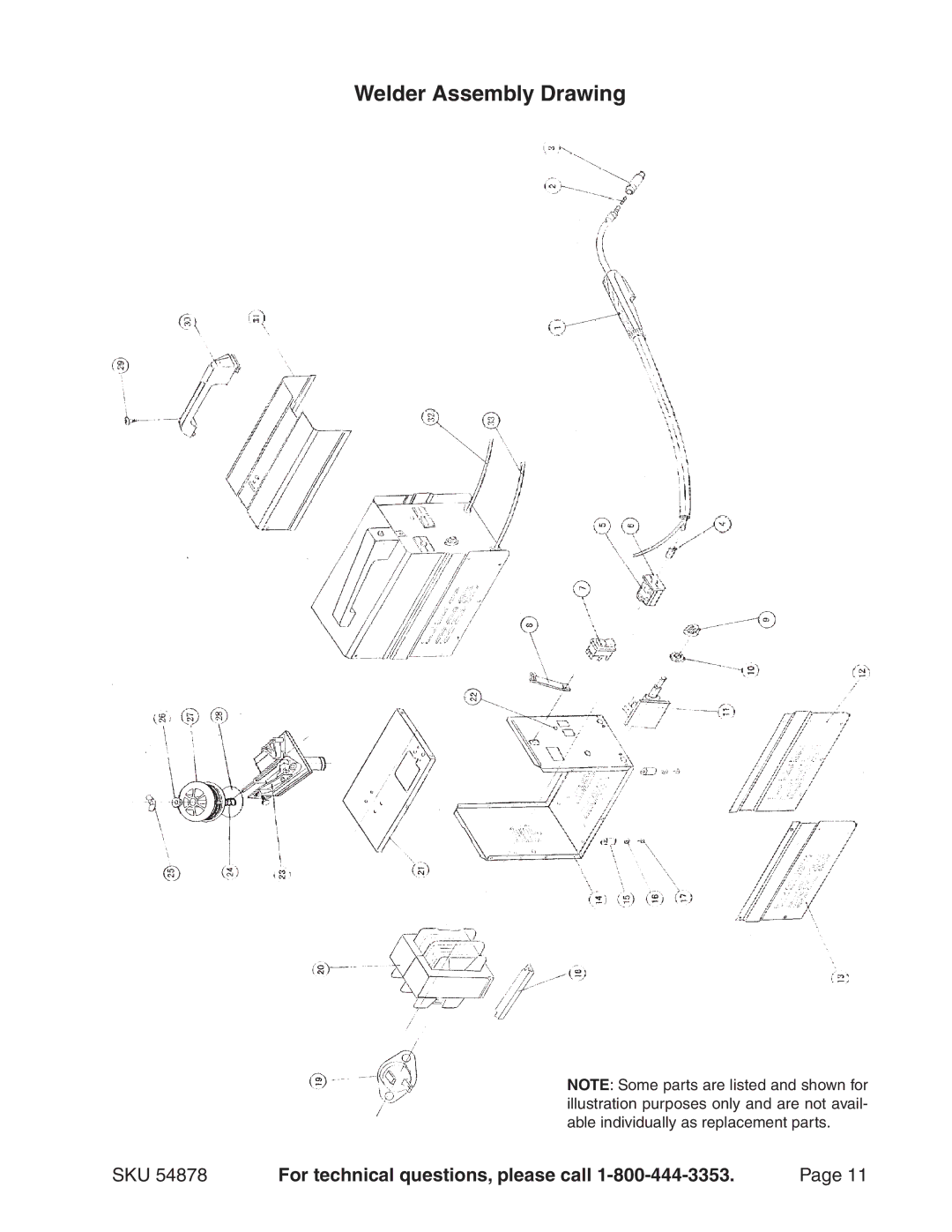 Chicago Electric 54878 manual Welder Assembly Drawing 