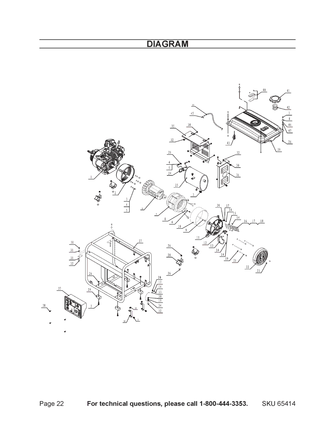 Chicago Electric 65414 manual Diagram 