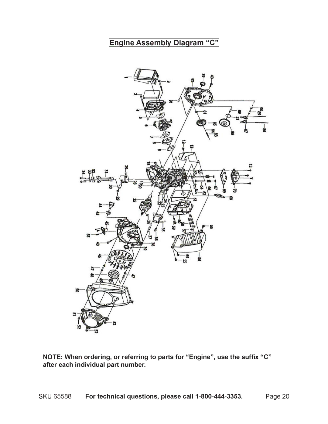 Chicago Electric 65588 manual Engine Assembly Diagram C 