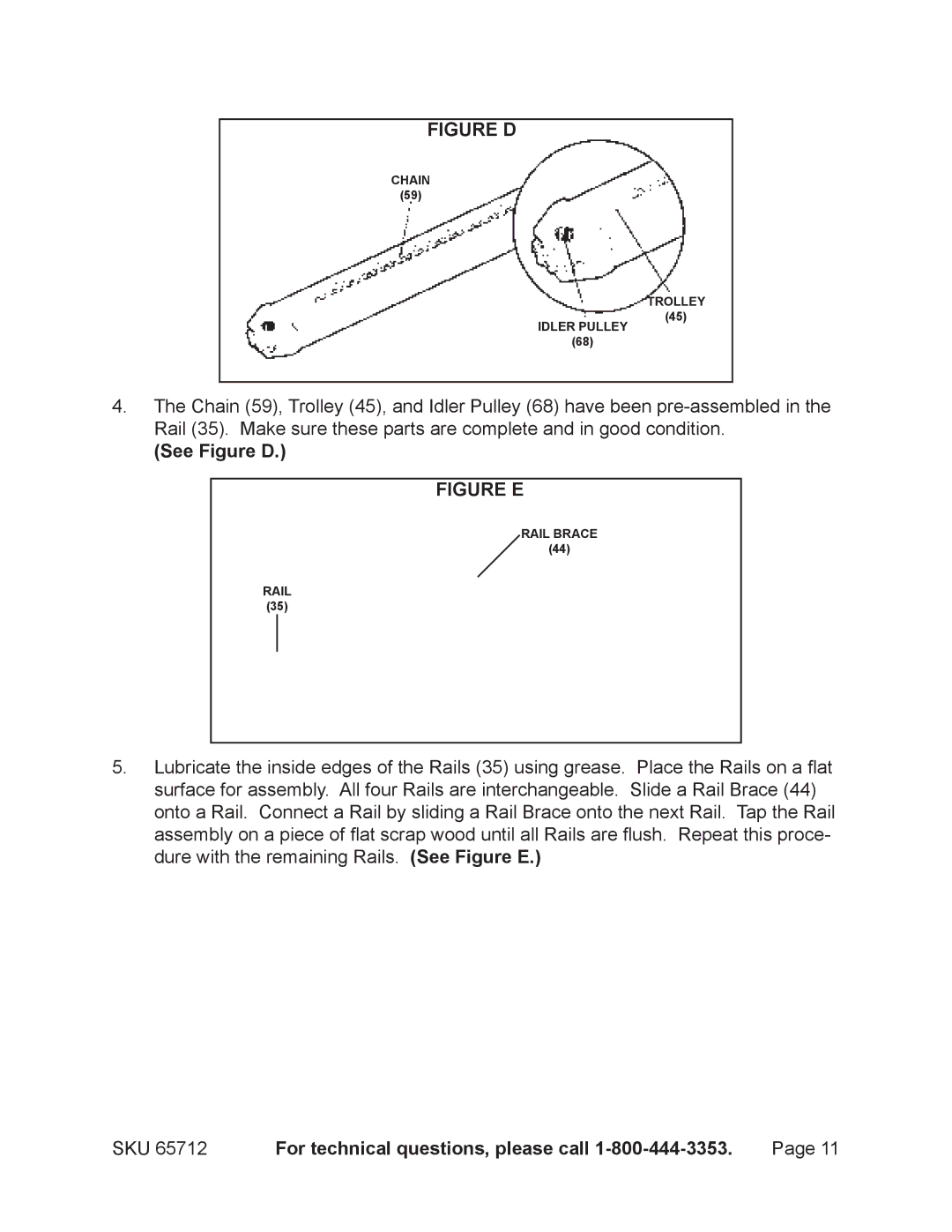 Chicago Electric 65712 manual See Figure D, SKU For technical questions, please call 