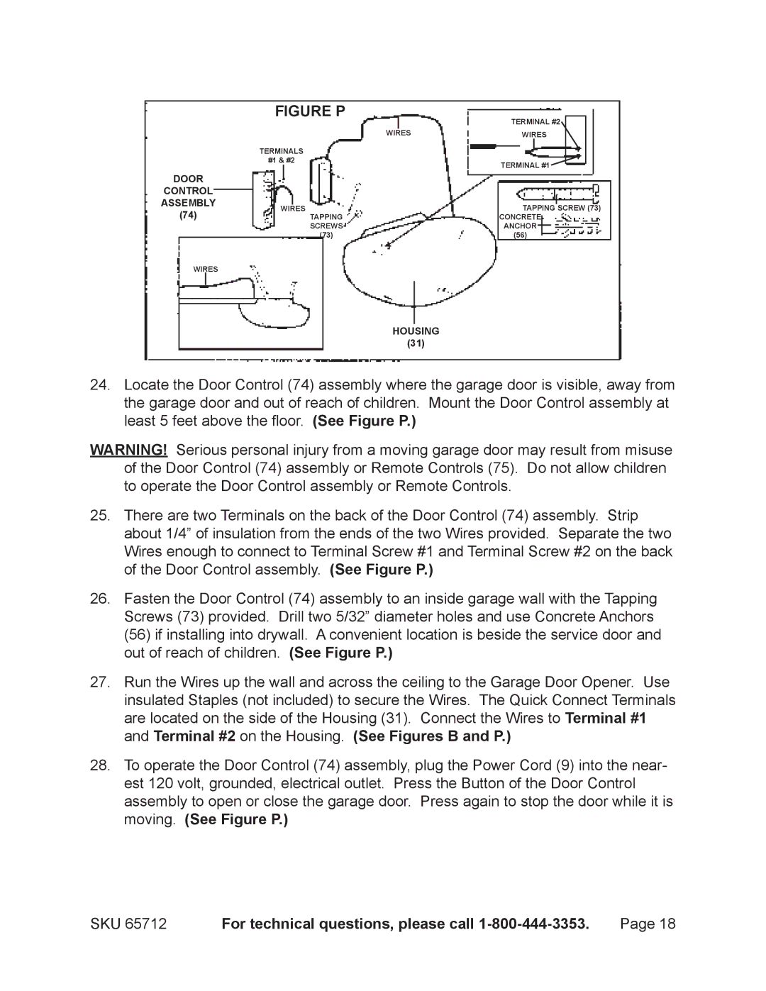 Chicago Electric 65712 manual Figure P 