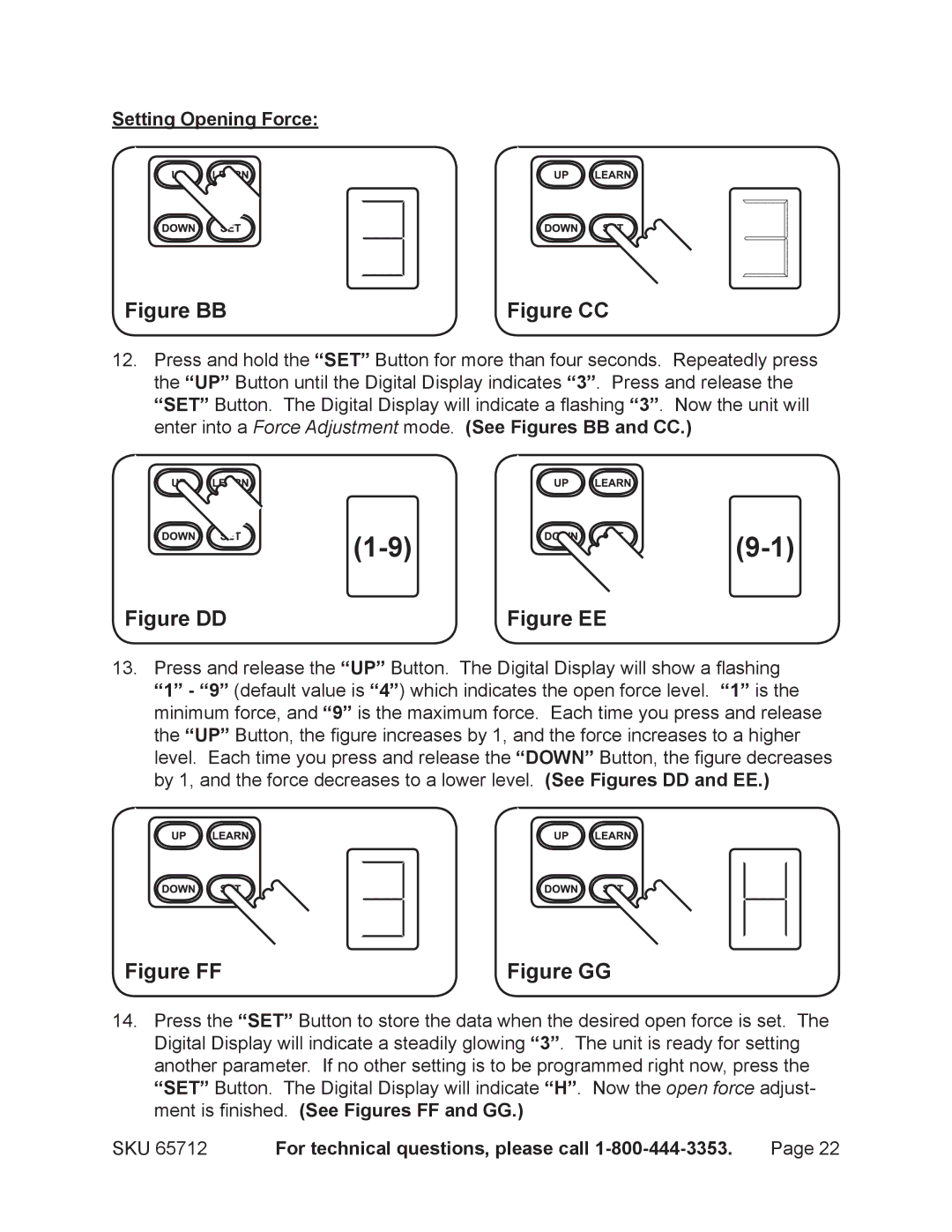 Chicago Electric 65712 manual 99-1, Setting Opening Force 