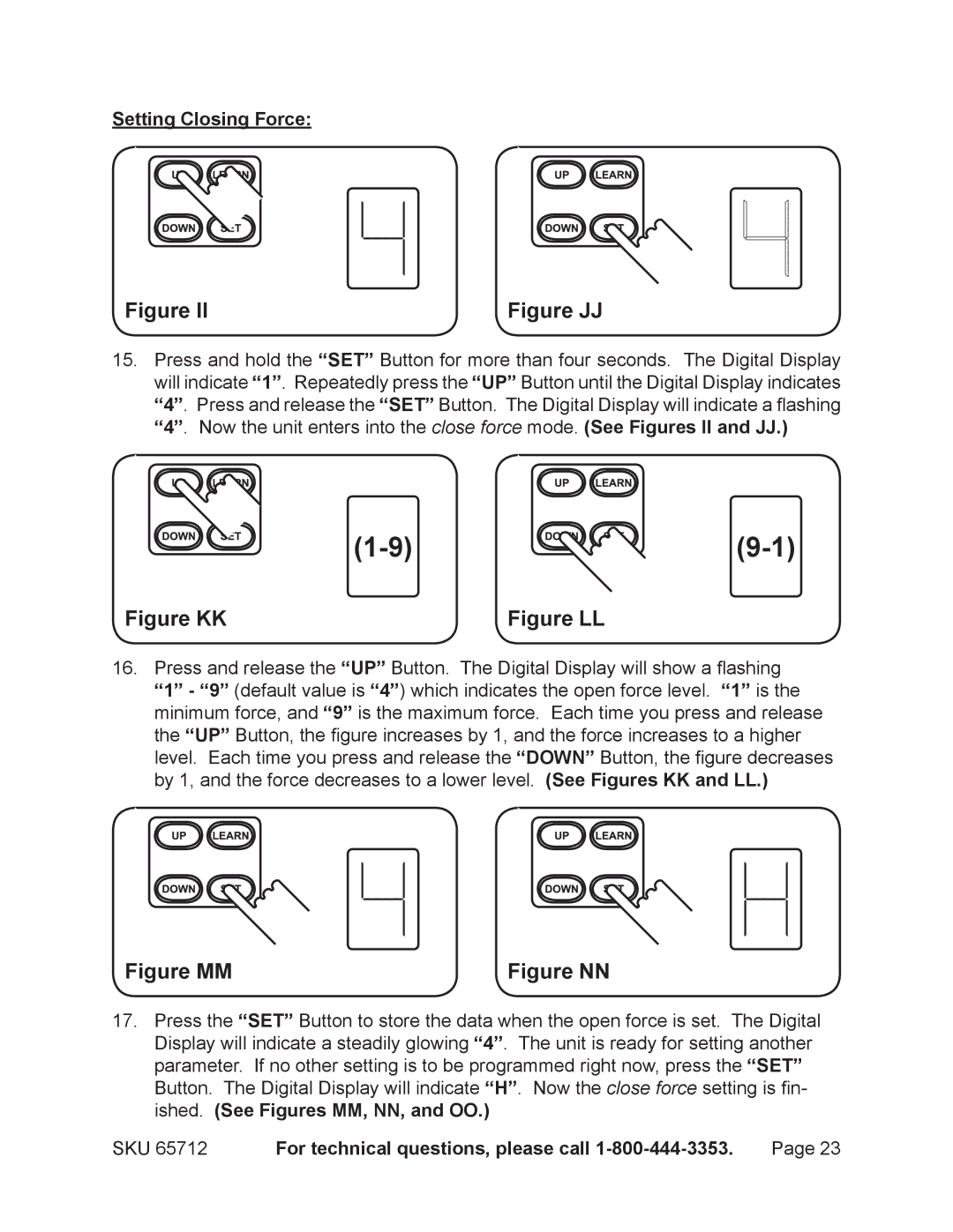 Chicago Electric 65712 manual Figure JJ, Setting Closing Force 