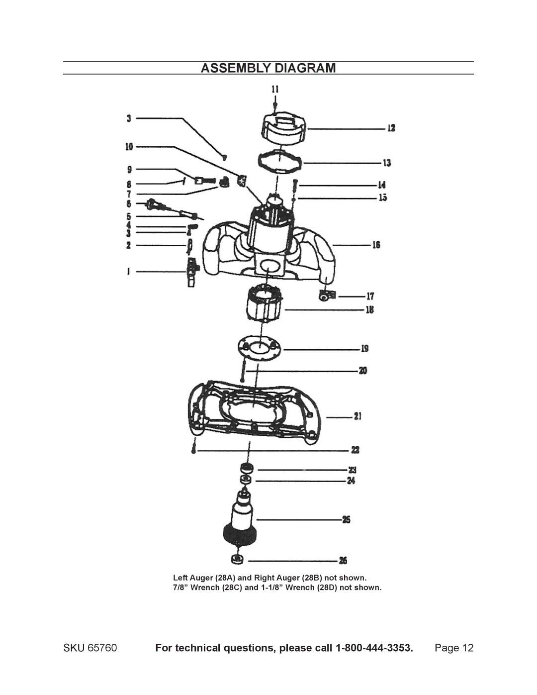 Chicago Electric 65760 manual Assembly Diagram 