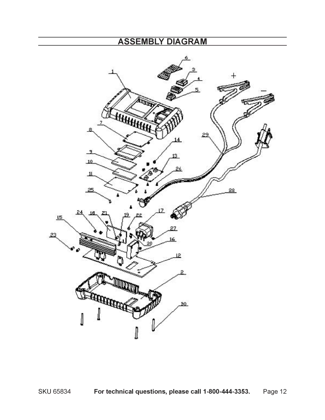 Chicago Electric 65834 operating instructions Assembly Diagram 