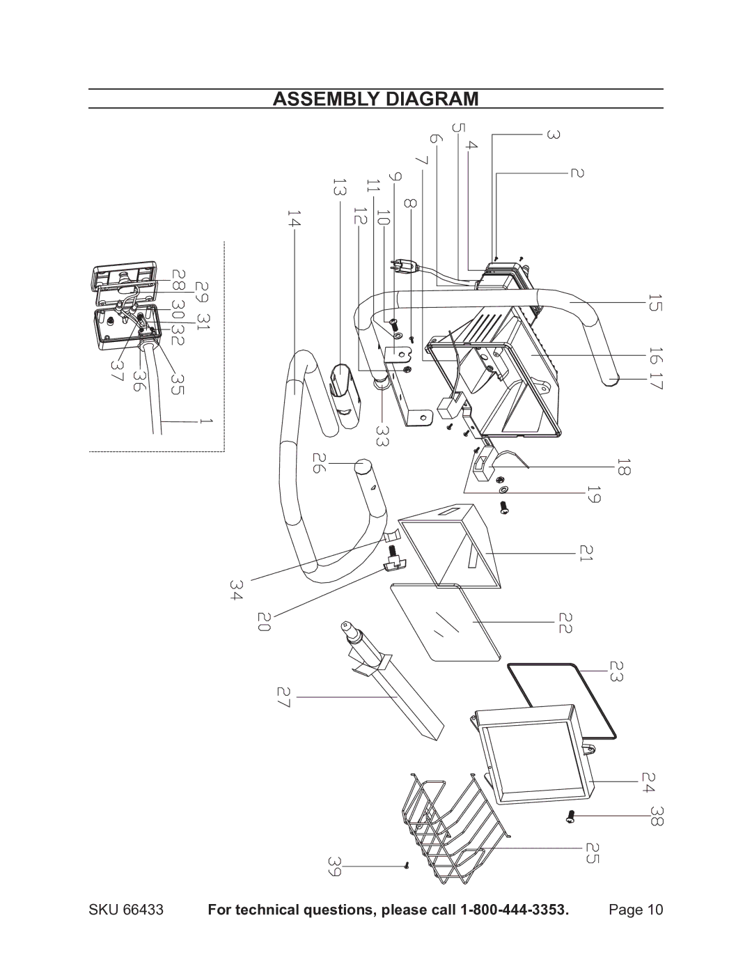 Chicago Electric 66433 operating instructions Assembly diagram 