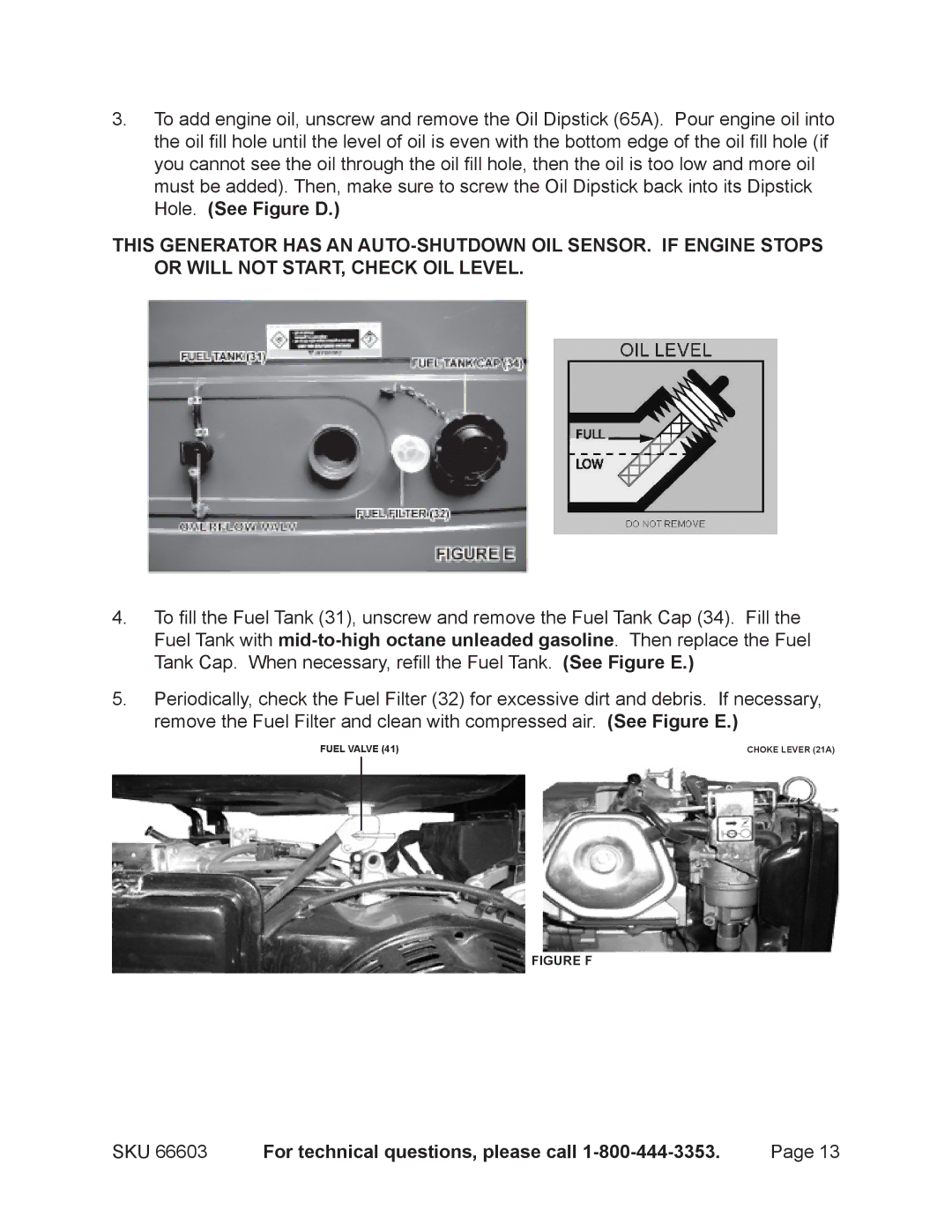 Chicago Electric 66603 manual Figure F 