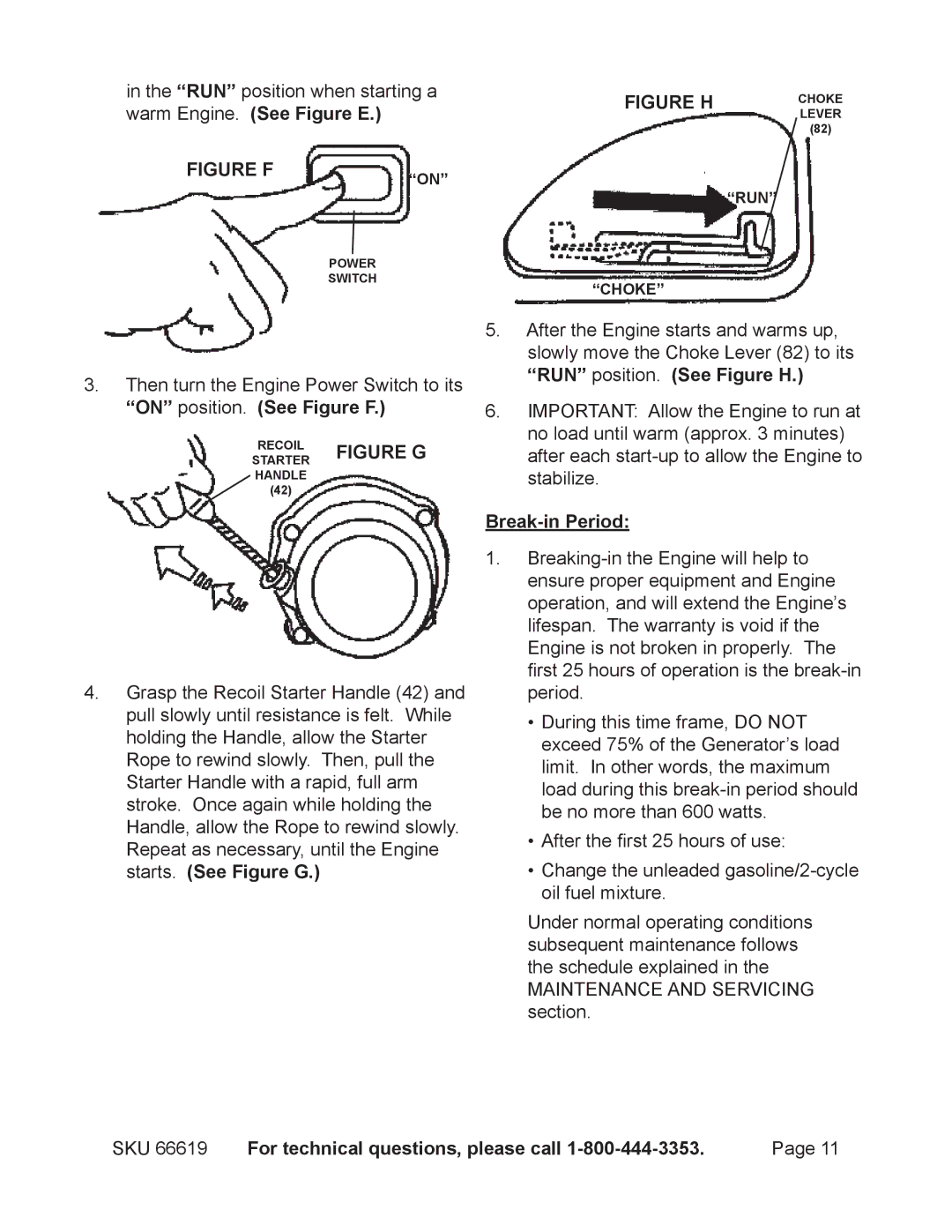 Chicago Electric 66619 manual Figure F, SKU For technical questions, please call 