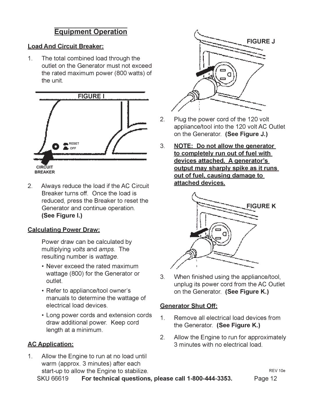 Chicago Electric 66619 manual Equipment Operation, See Figure Calculating Power Draw 