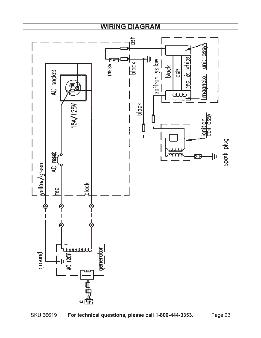 Chicago Electric 66619 manual Wiring Diagram 