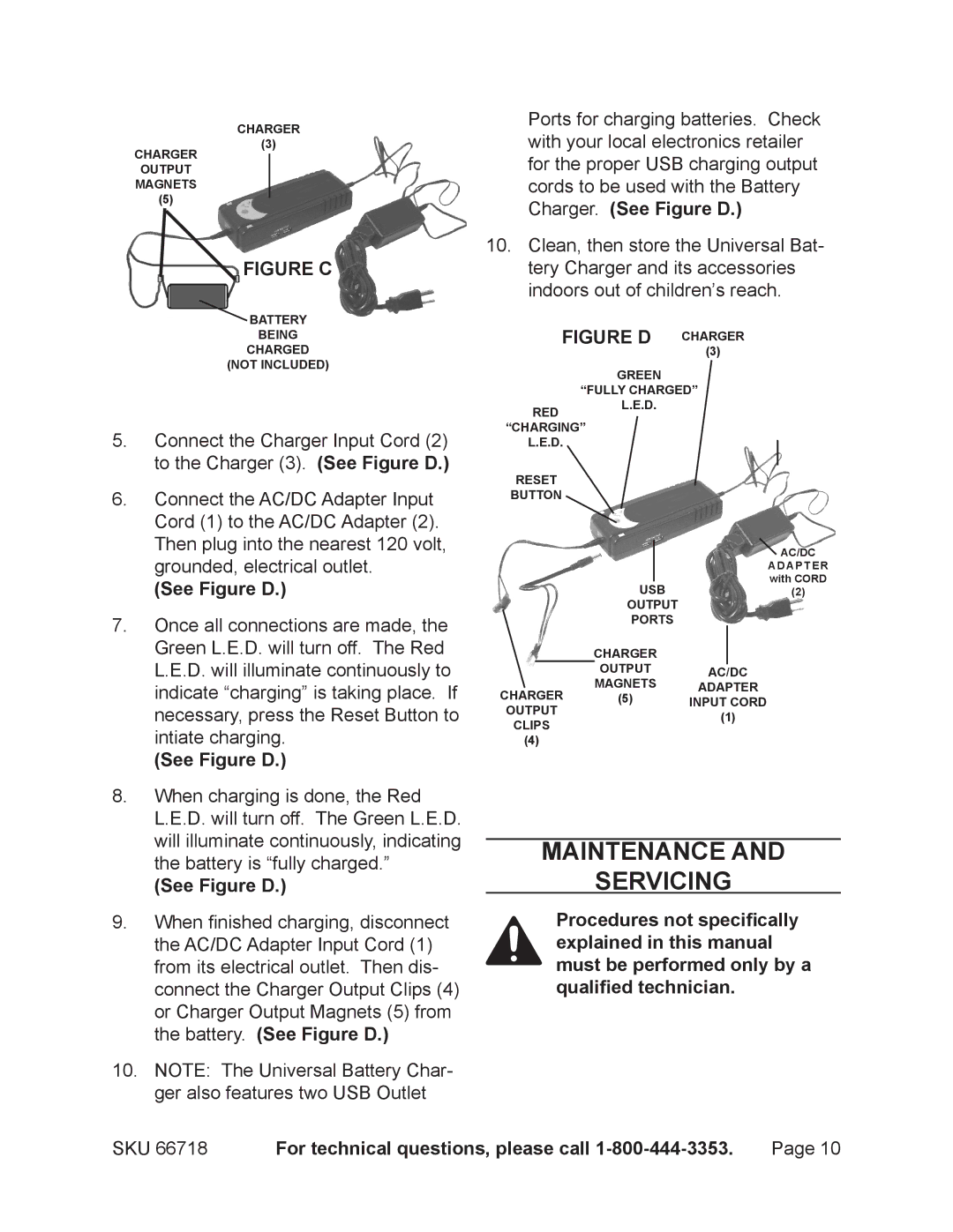 Chicago Electric 66718 operating instructions Maintenance Servicing, See Figure D 