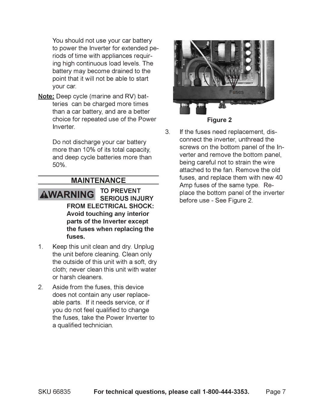 Chicago Electric 66835 operating instructions Maintenance 