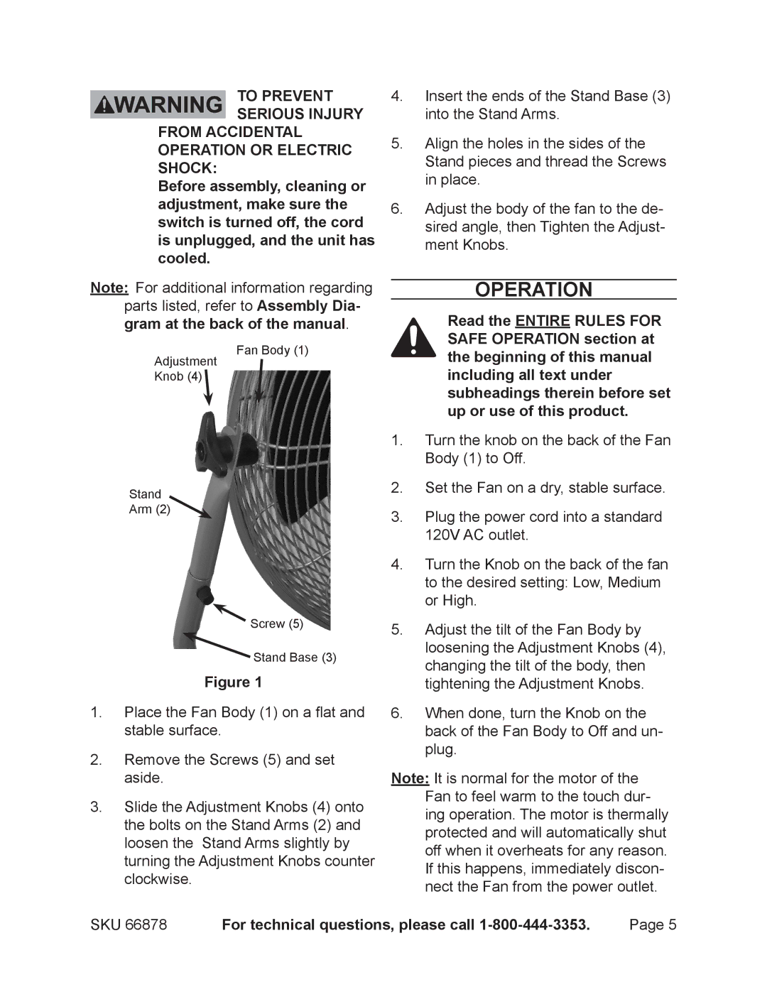 Chicago Electric 66878 manual Operation 