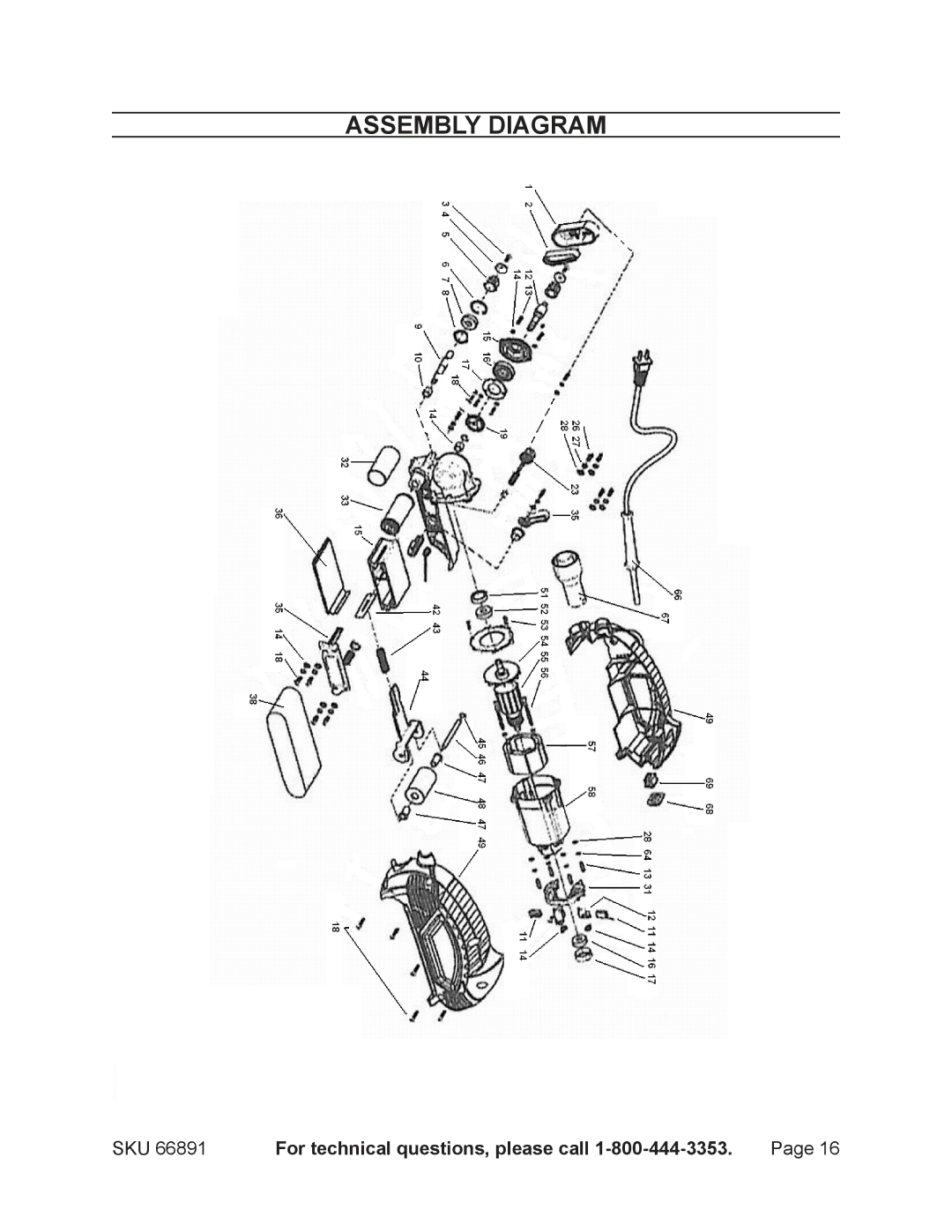 Chicago Electric 66891 operating instructions Assembly Diagram 