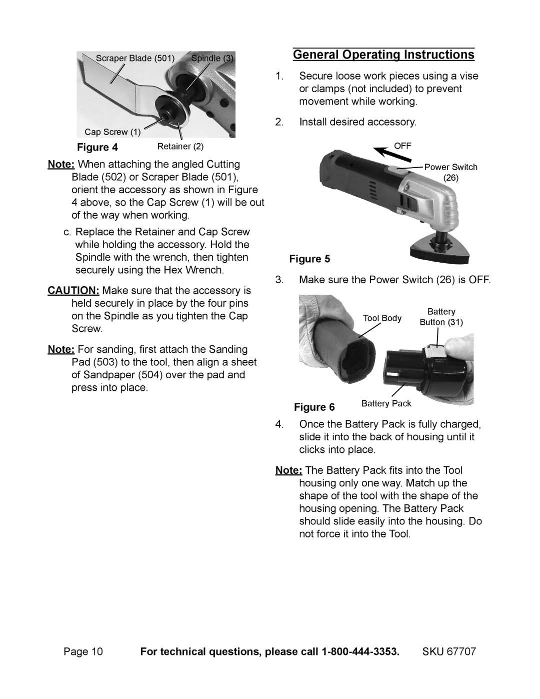 Chicago Electric 67707 operating instructions General Operating Instructions 