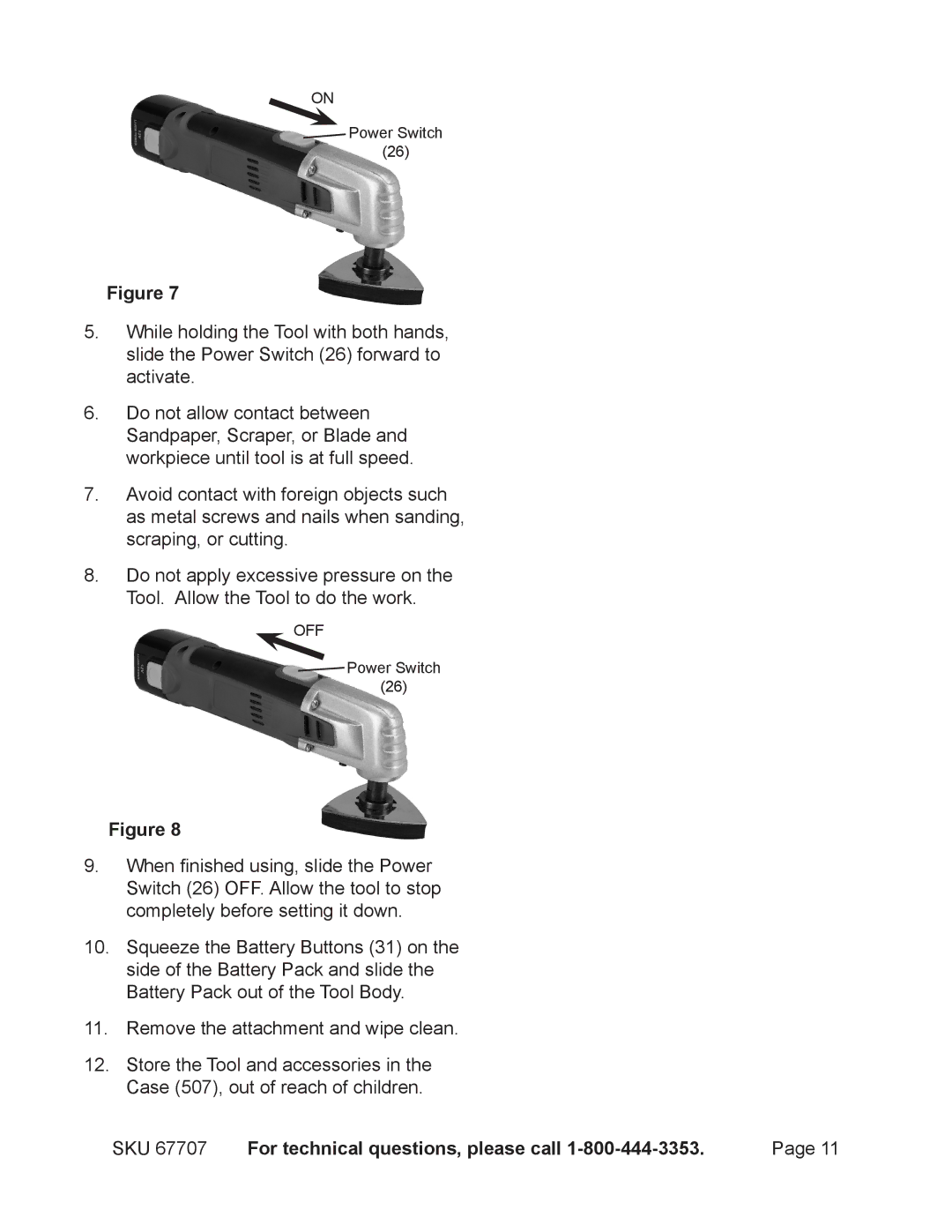 Chicago Electric 67707 operating instructions SKU For technical questions, please call 