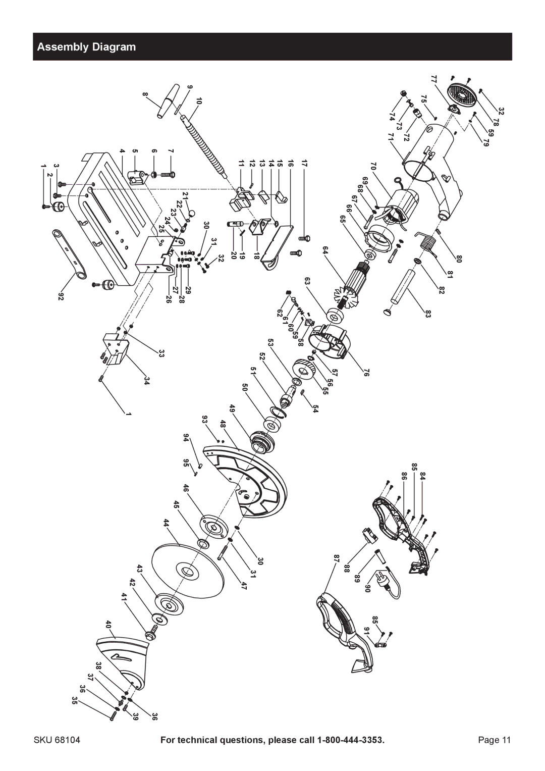 Chicago Electric 68104 manual Assembly Diagram 