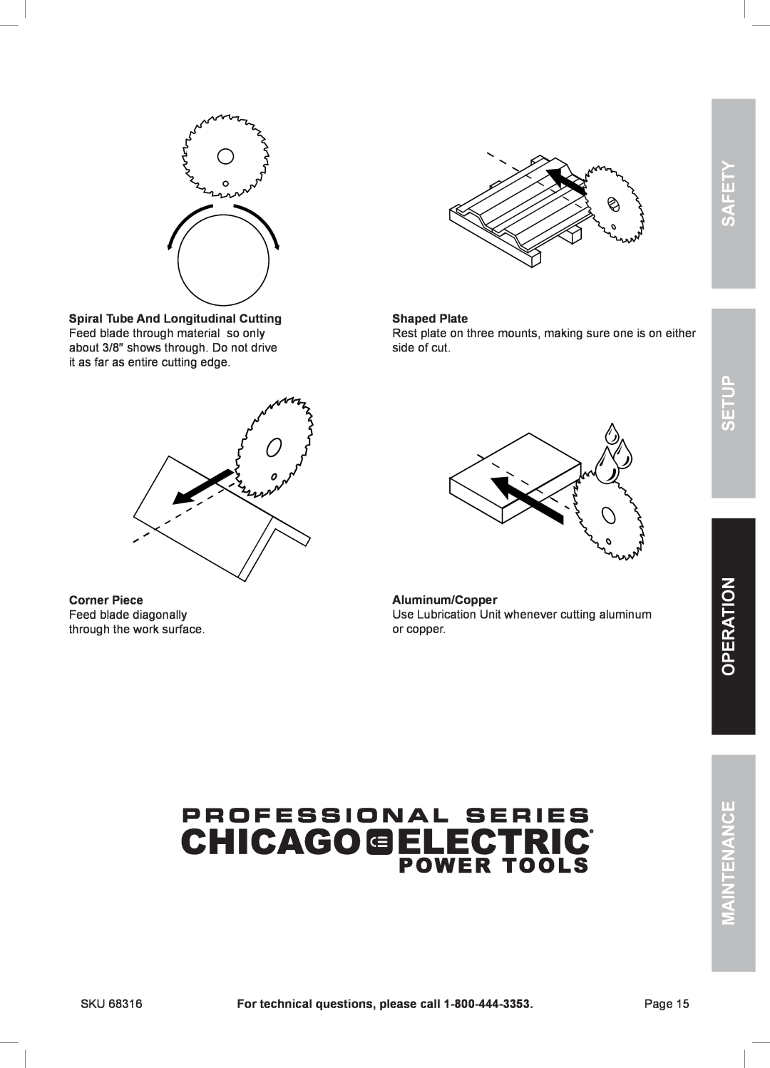 Chicago Electric 68316 owner manual Safety, Setup Operation Maintenance 